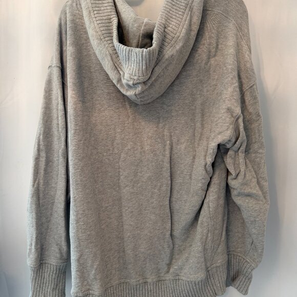 Oversized Grey Hoodie with Ribbed Trim- Sweater Material - Picture 2 of 3